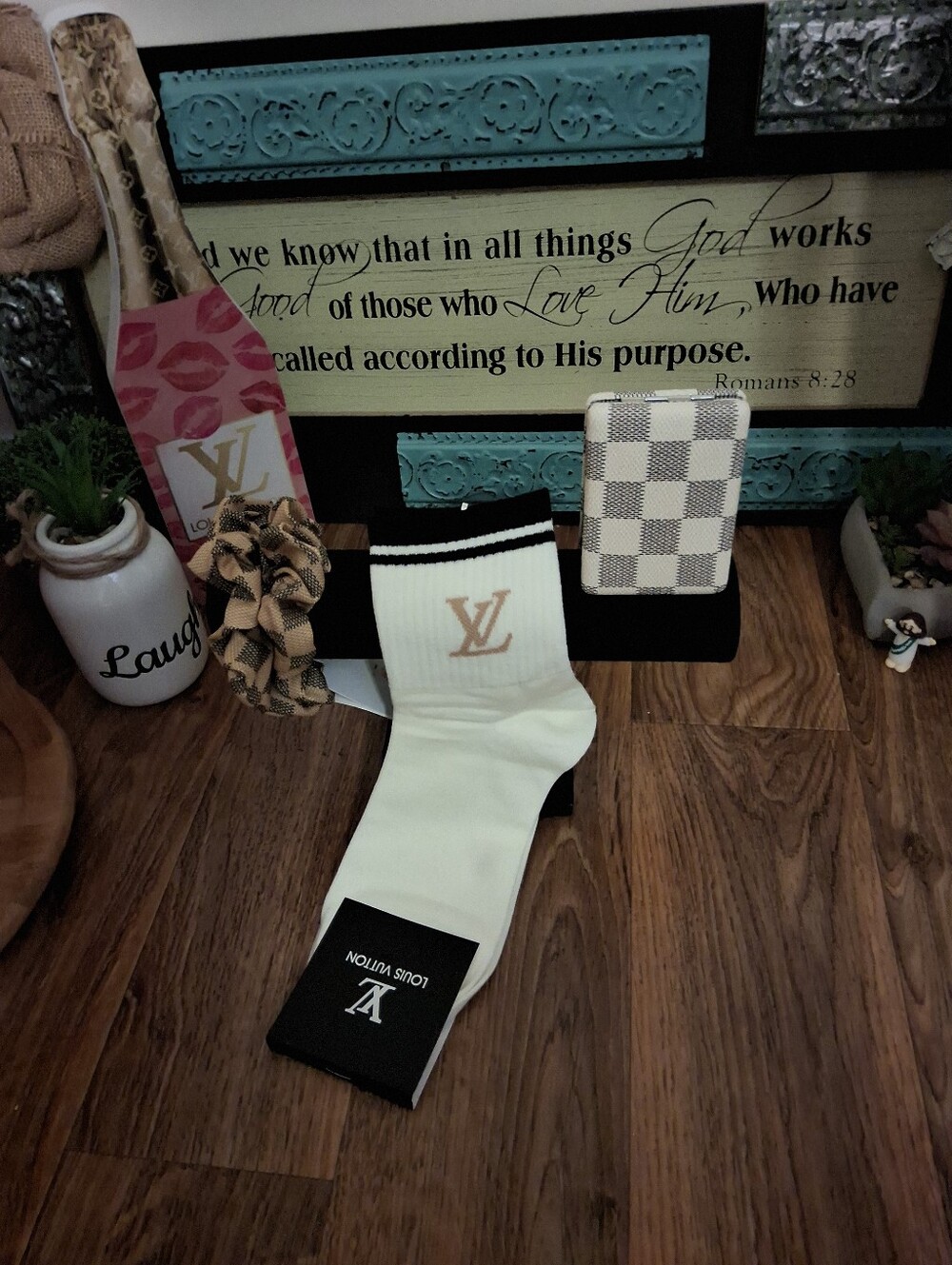 LV FASHION CHECKERED GLAM BUNDLE - BEIGE